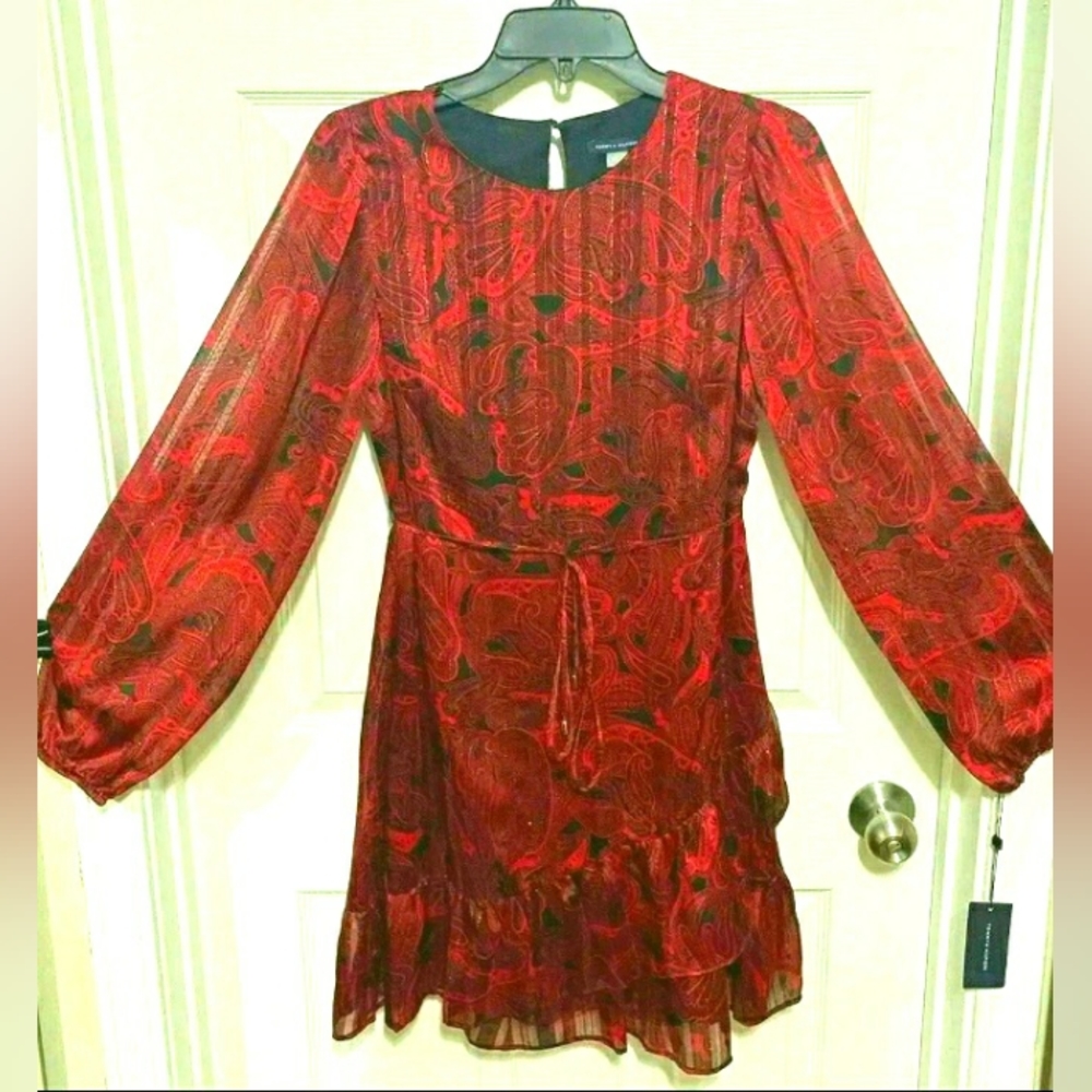 Tommy Hilfiger Long Sleeve Shift dress - Red / Black - Size 4